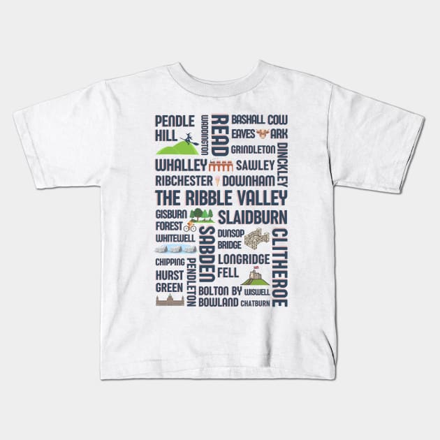 Ribble Valley - Pendle Hill - Lancashire towns - British tourism - Ex pat Kids T-Shirt by OYPT design